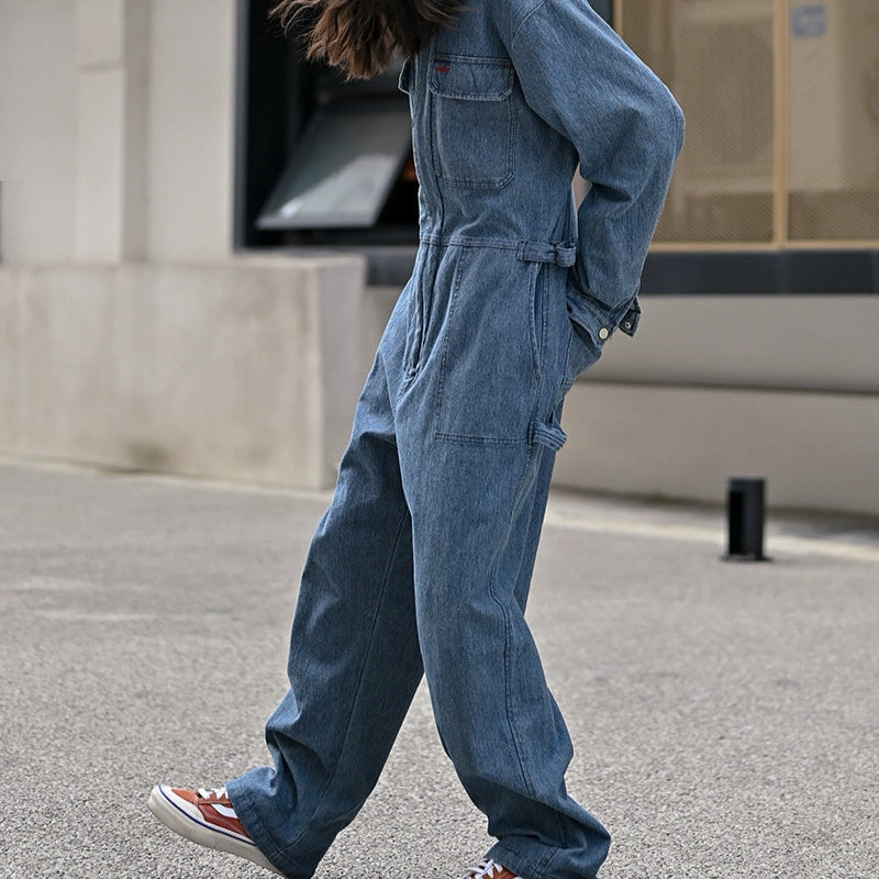 Retro Stretch Denim Jumpsuit V0620
