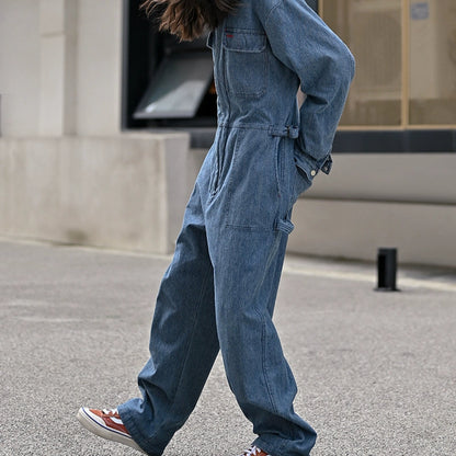 Retro Stretch Denim Jumpsuit V0620