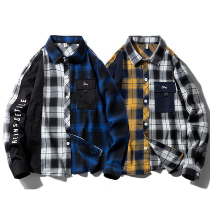 Retro Plaid Long-Sleeve Unisex Shirt V0545