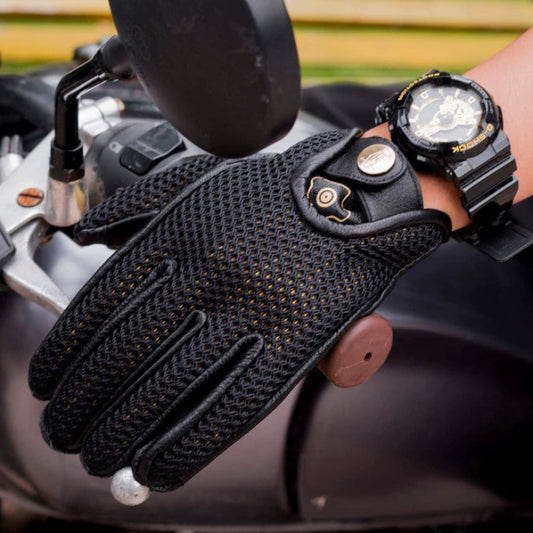 Leather Mesh Riding Gloves V0562