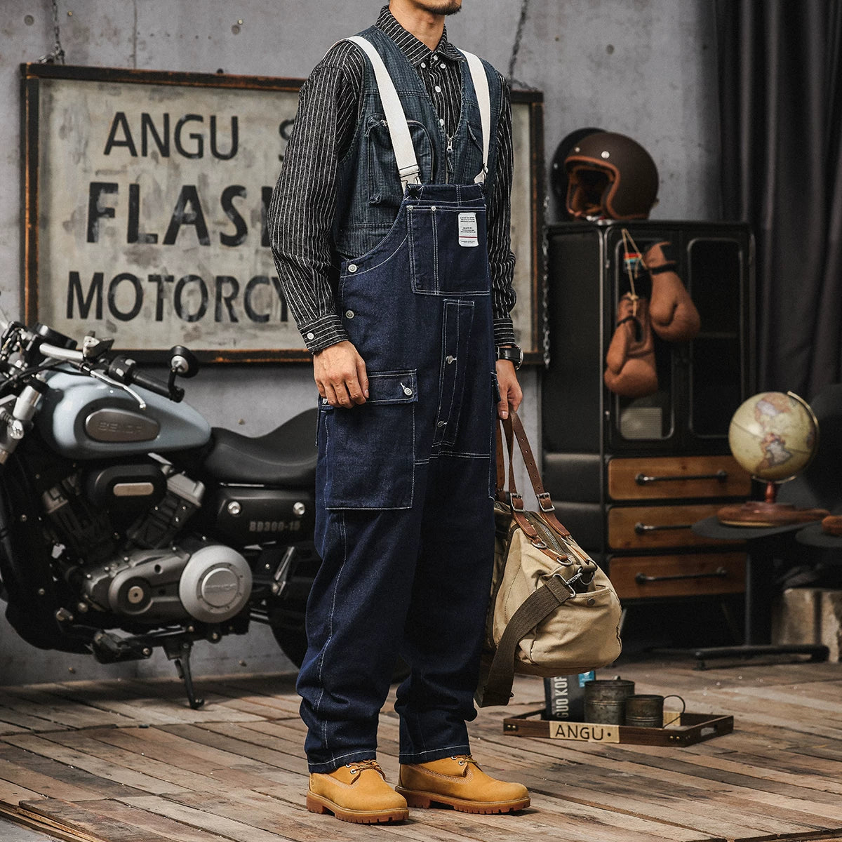 Retro Denim Work Overalls V0973