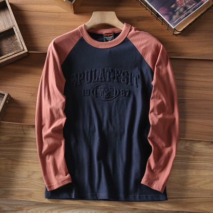 Embroidered Color Block T-Shirt V0934