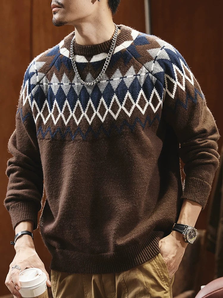 Retro Heavyweight Knit Sweater V1073