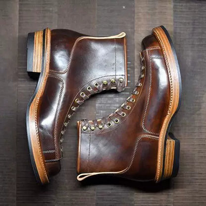 High-Top Microfiber Leather Work Boots V0958