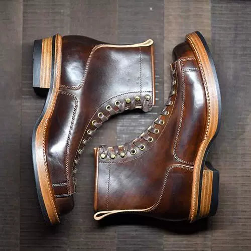 High-Top Microfiber Leather Work Boots V0958