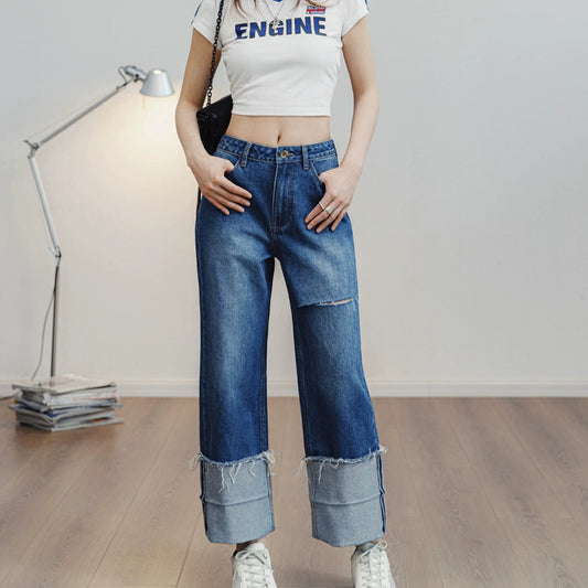 Retro Denim Drape Pants V0637