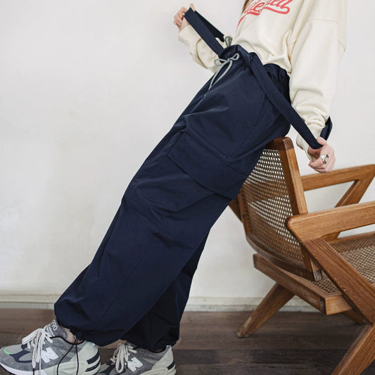Retro Drawstring Casual Trousers with Pockets V0638