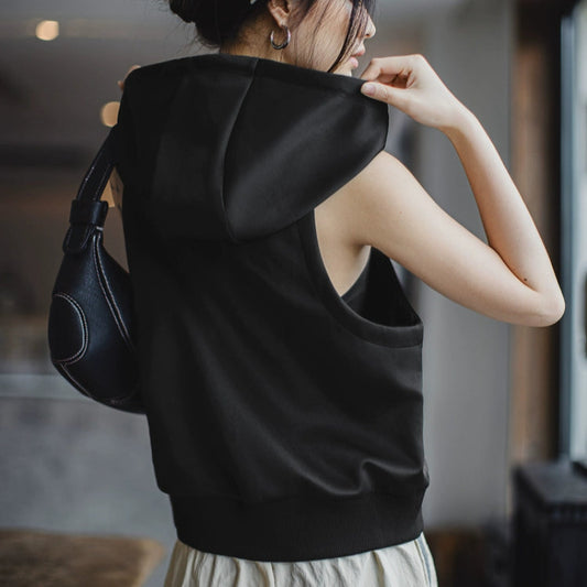 Sleeveless Casual Hoodie Vest V0651