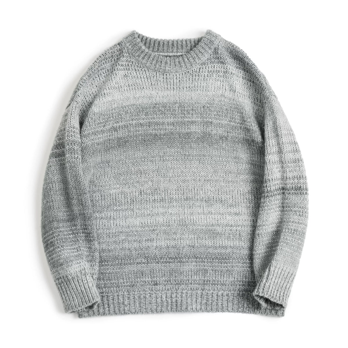 Gradient Stripe Knit Crewneck Sweater V1069