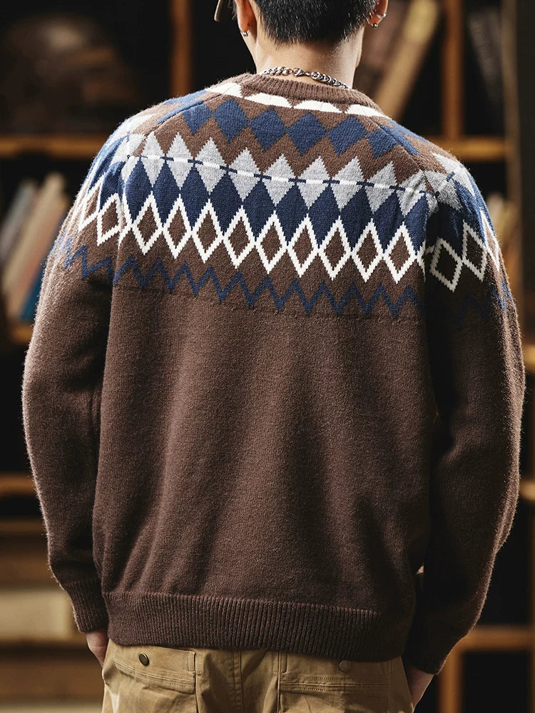 Retro Heavyweight Knit Sweater V1073