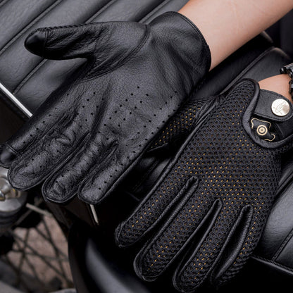 Leather Mesh Riding Gloves V0562