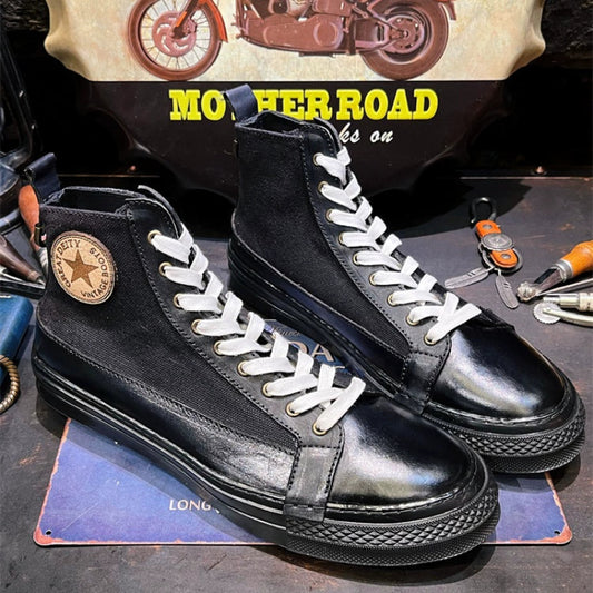 Retro Leather High-Top Biker Boots V0627