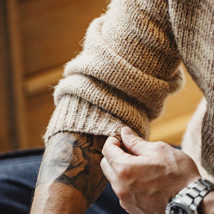 Gradient Stripe Knit Crewneck Sweater V1069