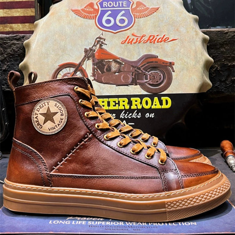 Vintage American Cowhide Biker Boots V0626