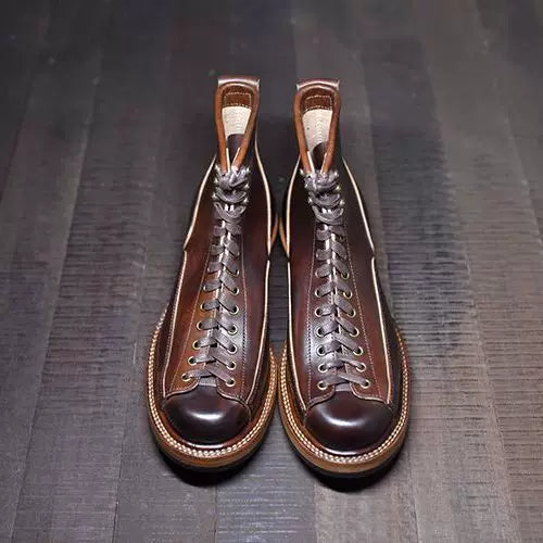 High-Top Microfiber Leather Work Boots V0958
