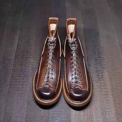 High-Top Microfiber Leather Work Boots V0958