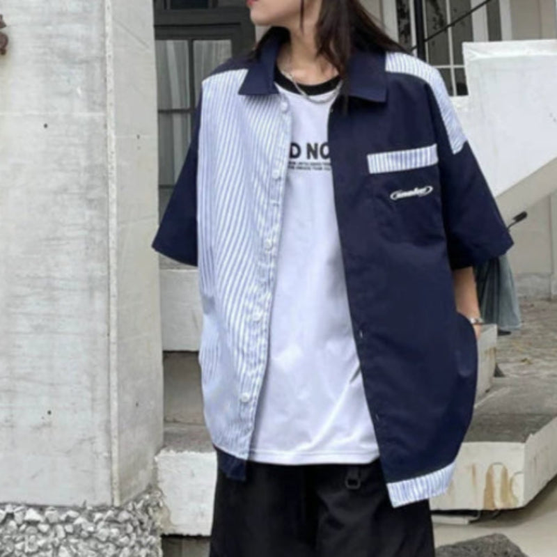 Oversized Striped Shirt V0656
