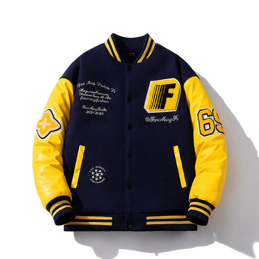 Retro Color-Block Baseball Jacket V0841