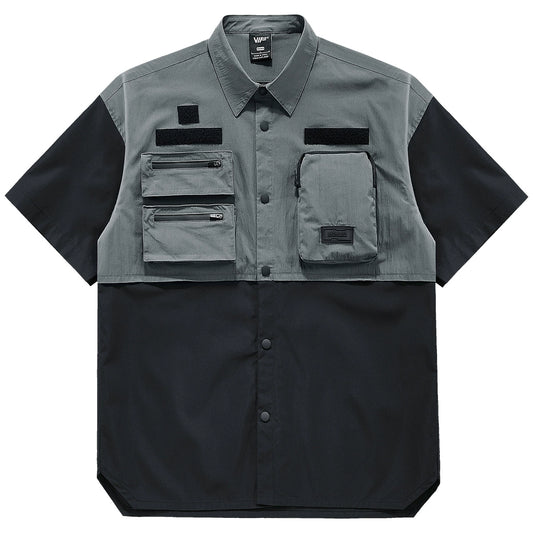 Urban Colorblock Multi-Pocket Shirt V0587