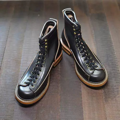 High-Top Microfiber Leather Work Boots V0958