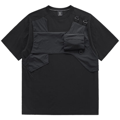 Faux two-piece chest pocket Tee V0601