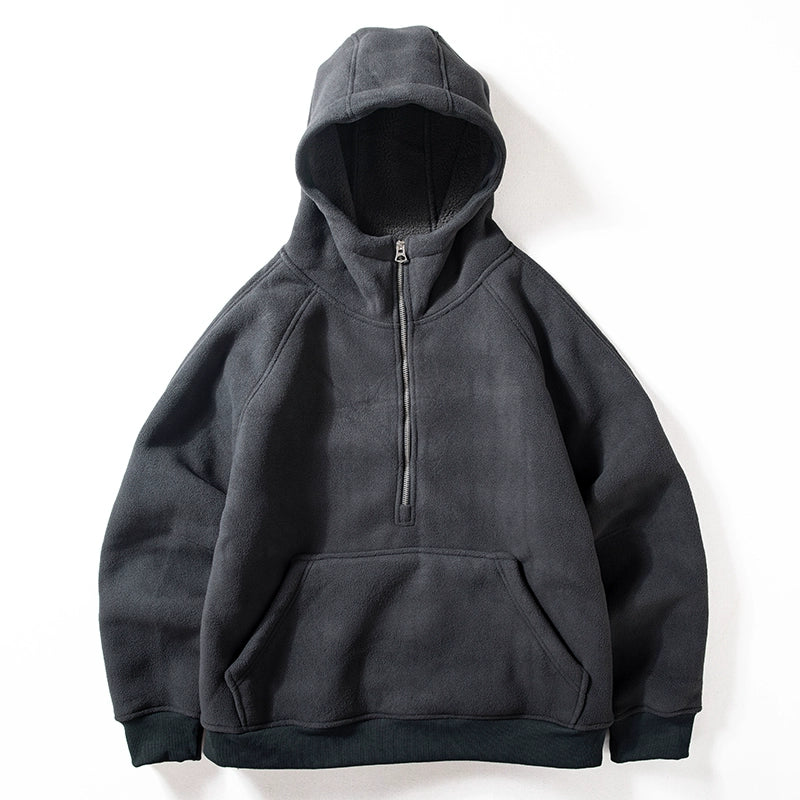 Warm Half-Zip  Fleece Hoodie V0839