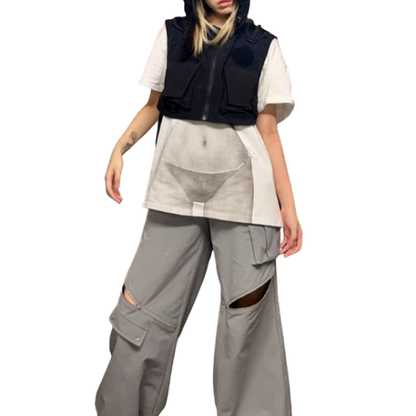 Functional pocket cropped vest V0189